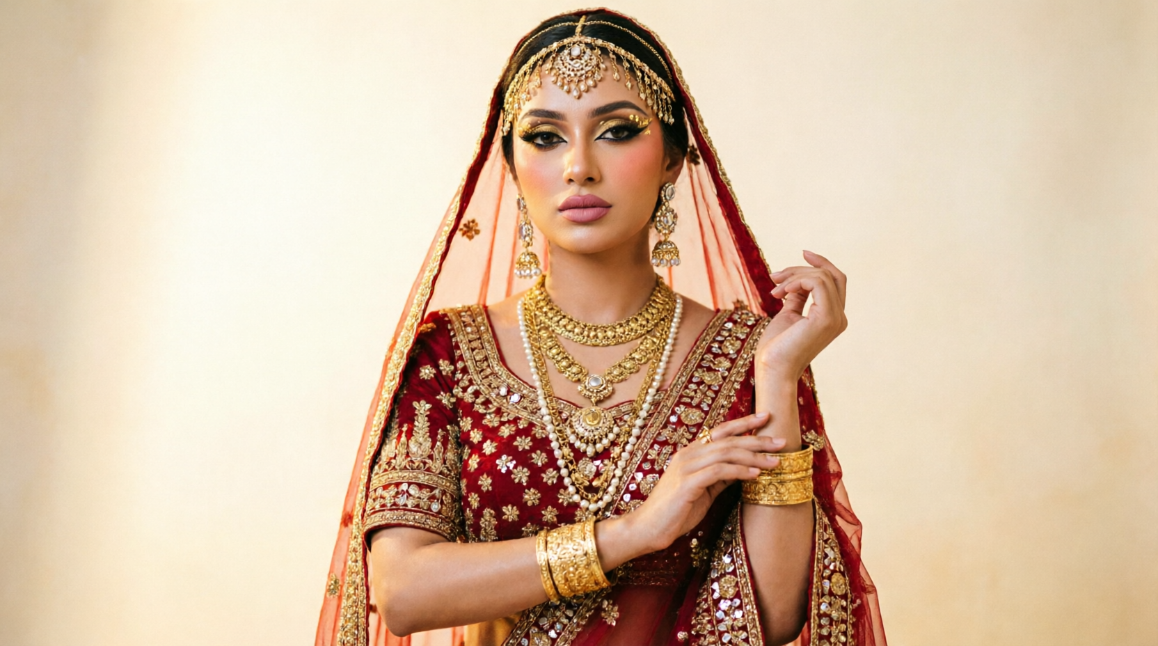 Mehndi ceremony bridal look with henna
