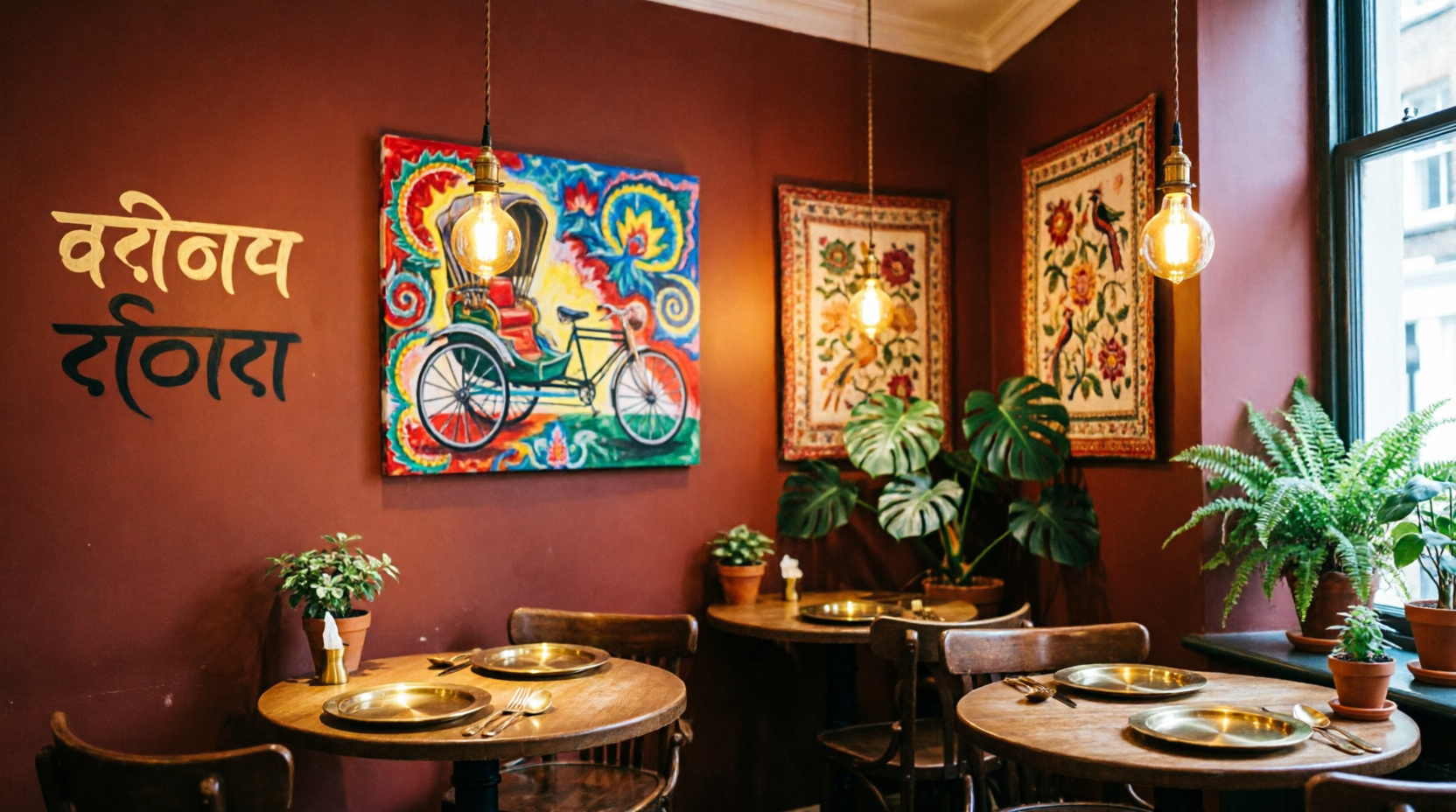 Bengali rickshaw art inside the dining room