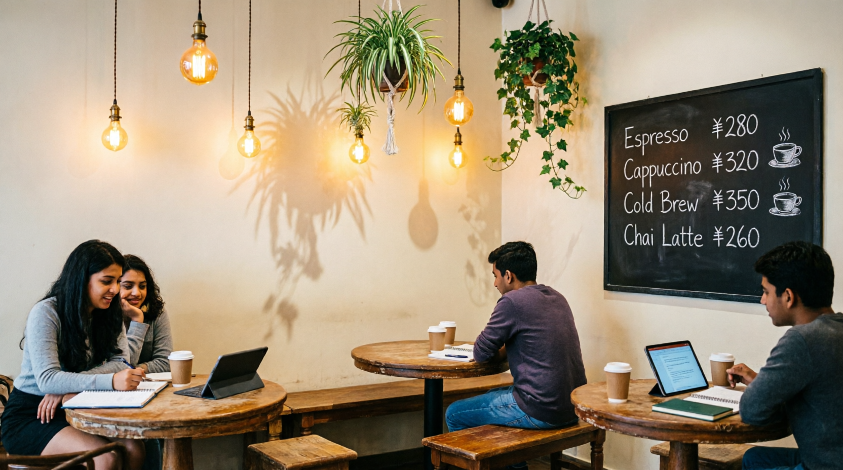 Aesthetic seating area inside Grub Coffee Co